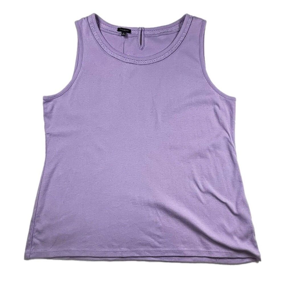 Talbots purple sleeveless tank top Neckline Braided With Trim Detailing Size XL